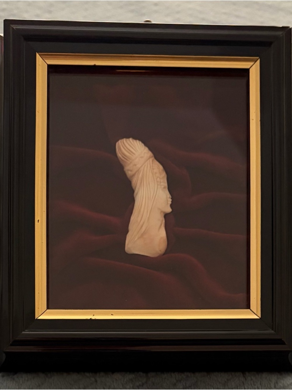Vintage Italian Framed Coral Cameo Wall Art